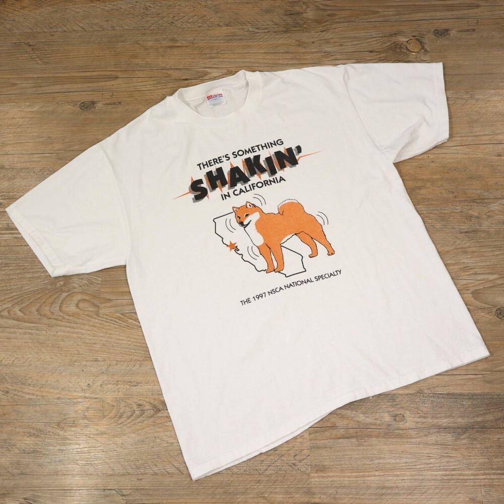 Vintage 1997 NSCA Shiba Inu Dog T Shirt Large Hanes Heavyweight California 50/50